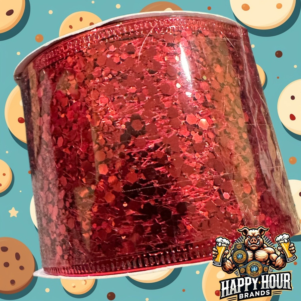 Crafters Square Gift Ribbon Red Sequin 2.5 Inch X 108 Inch 9 Feet New